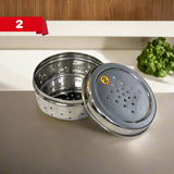 AM5331 Hole Dabba Stainless Steel Coriander Storage Box Medium