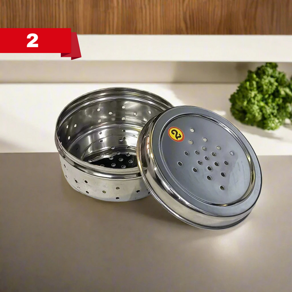 AM5331 Hole Dabba Stainless Steel Coriander Storage Box Medium