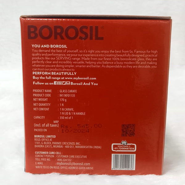 AM6164 Borosil 350 ml Glass Carafe with Strainer in Lid - Black