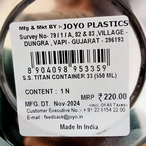 AM5126 JOYO Steelmax Titan Container - 550Ml