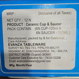 AM6002 Evanza Tableware Pearl & Oyster Cup & Saucer Set of 12 Pc