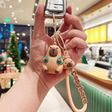 AM5892 3D MultiDesign Silicone Cartoon Animal 2 Keychains with 2 Hooks