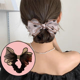 AM1278 BIG Bow Pearl Elastic Hair Band ,Hair Band for Girls, Women's and Kids Baby Toddlers 1pc