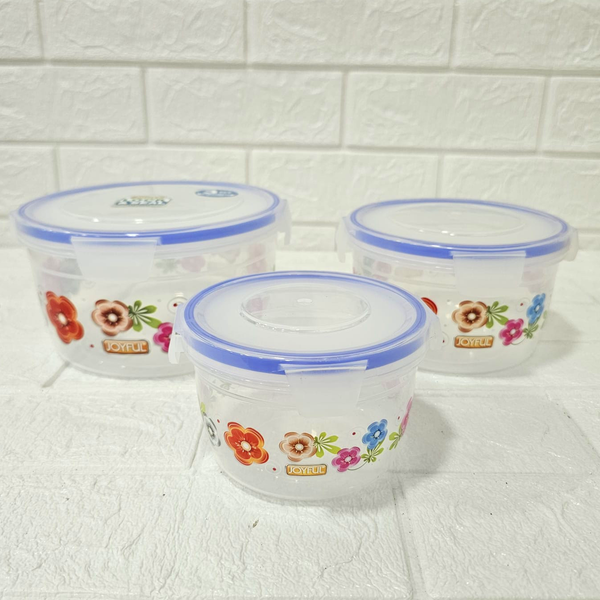 Di0054 Joyful Lock-n-Seal Container (3 pcs) – Airtight Storage, Multiple Sizes