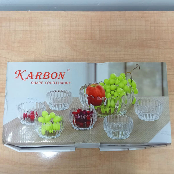 AM5983 Crystal Glass Serving Bowl (Multidesign)- Set of 1 Large & 6 Small Bowl-- KRPS041-L7 & KRPS021-L7 & KRPS031-L7)