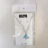 AM5774 Butterfly Pendant Necklace Pearl Jewellery and Pearl Earings- For Women Imitation Pearl Multilayer