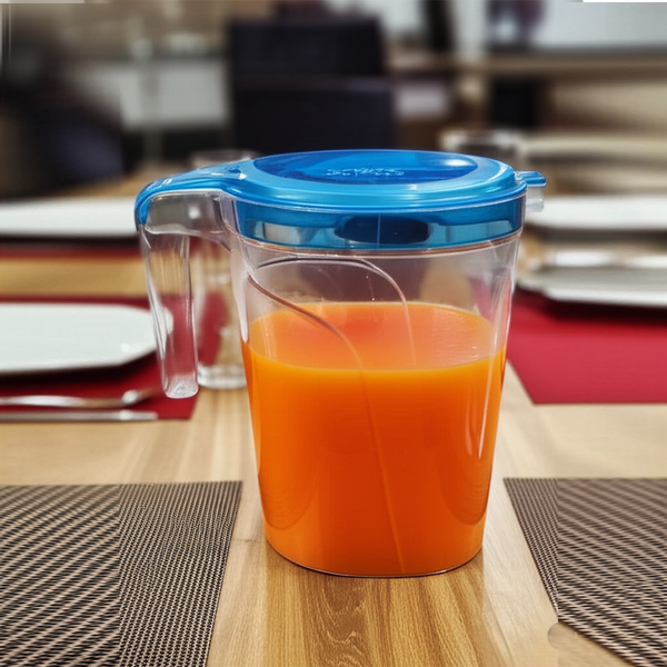 AM5663 Polyset Vega Jug - Transparent Jar with Plastic Lid, Drinking Beverage Jug