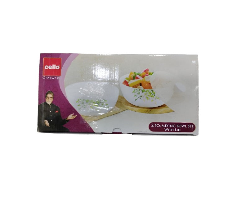 AM0639 CELLO Opalware Mixing Bowl Set with Premium Lid, Green