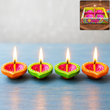 Di0382 Handmade Decorative Diwali Diyas Set of 4 – Multi-Design