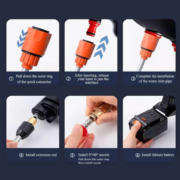 AM5420 Cordless Pressure Washer, 48V Battery Portable Handheld Car Cleaning Machine, 30Bar Pressure Water Spray Gun Pressure Washer Car Wash Spray Gun