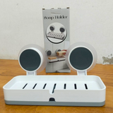 AM5479 Adhesive Soap Dish Holder with Drain- Weight Bathroom Shelf -Kitchen Holder for Soap Shampoo White-Layfoo