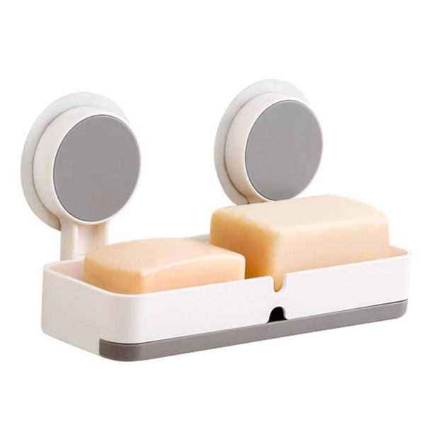 AM5479 Adhesive Soap Dish Holder with Drain- Weight Bathroom Shelf -Kitchen Holder for Soap Shampoo White-Layfoo