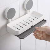 AM5479 Adhesive Soap Dish Holder with Drain- Weight Bathroom Shelf -Kitchen Holder for Soap Shampoo White-Layfoo