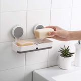 AM5479 Adhesive Soap Dish Holder with Drain- Weight Bathroom Shelf -Kitchen Holder for Soap Shampoo White-Layfoo