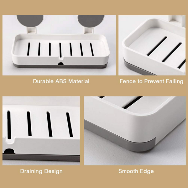 AM5479 Adhesive Soap Dish Holder with Drain- Weight Bathroom Shelf -Kitchen Holder for Soap Shampoo White-Layfoo