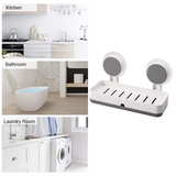 AM5479 Adhesive Soap Dish Holder with Drain- Weight Bathroom Shelf -Kitchen Holder for Soap Shampoo White-Layfoo