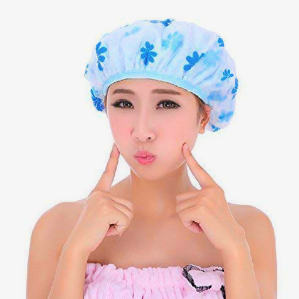 AM5300 Shower Caps for Women's, Ladies With Waterproof Elastic Band