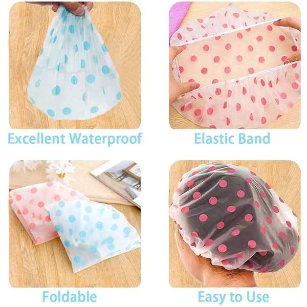 AM5300 Shower Caps for Women's, Ladies With Waterproof Elastic Band