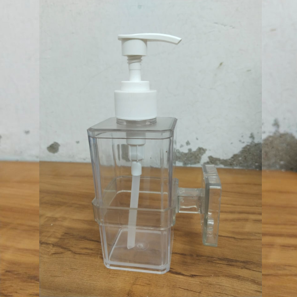 AM5395 STONE Handwash Soap & Liquid Dispenser (Pack of 1 with stand ) - White-Transparrent, Dispenser with Plastic Pump