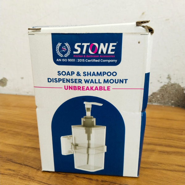 AM5395 STONE Handwash Soap & Liquid Dispenser (Pack of 1 with stand ) - White-Transparrent, Dispenser with Plastic Pump