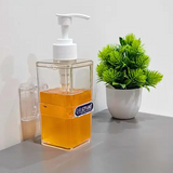 AM5395 STONE Handwash Soap & Liquid Dispenser (Pack of 1 with stand ) - White-Transparrent, Dispenser with Plastic Pump