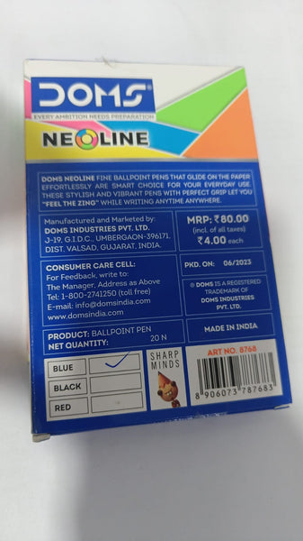 3588 DOM Neoline Triangle Ballpoint Pen, colour of blue, pack of 20