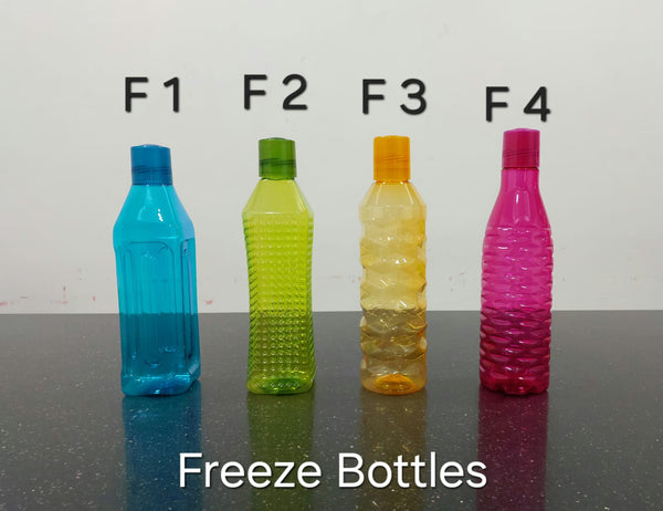 3472 Plastic Fridge Bottle Set - 4 pieces - 1L Mix design (Multicolour)