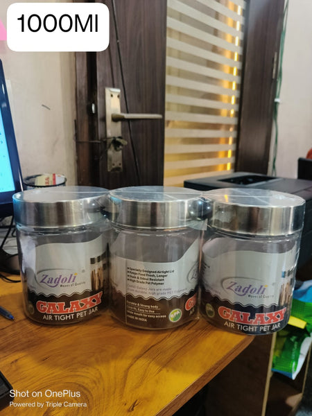 3663 Galaxy SS Cap Transperant Jar 1000 ML -3pcs set