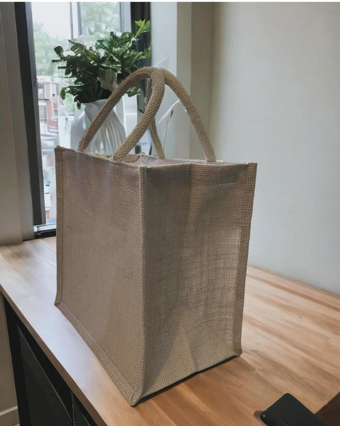 AM0592 Transparent Jute Bag  Eco-Friendly Plain Jute Bag for Tiffin  (L 11" x W 6" x H 11" )