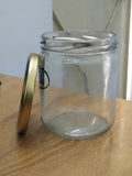 AM3010 Round Small Glass Jar With Golden Lid (446ml) - For Kitchen Storage And Transparent 1 Pcs