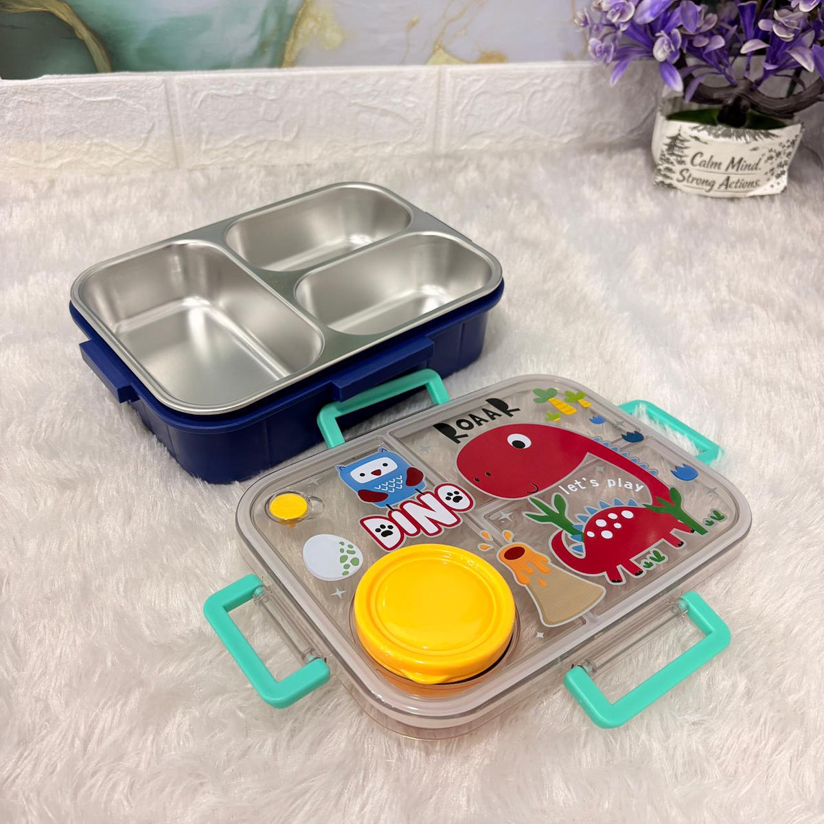 AM7371 Dino-Themed Multi-Compartment Kids' Lunch Box with