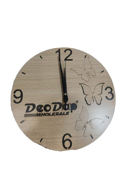 AM0599 Wooden Round Shape  Wall Clock 3-Butterfly design for Home -11.5x11.5