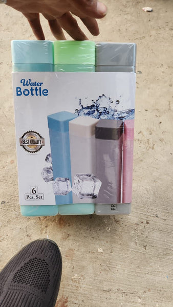 12552 LARGE CAPACITY PLASTIC SQURE WATER BOTTLE , SET OF 6