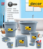 AM2473 Decor Bathroom set 8Pcs Bucket, Mug, Deep Tub, Stool, Dustpan, Soap Case, Toothbrush Holder, Dustbin