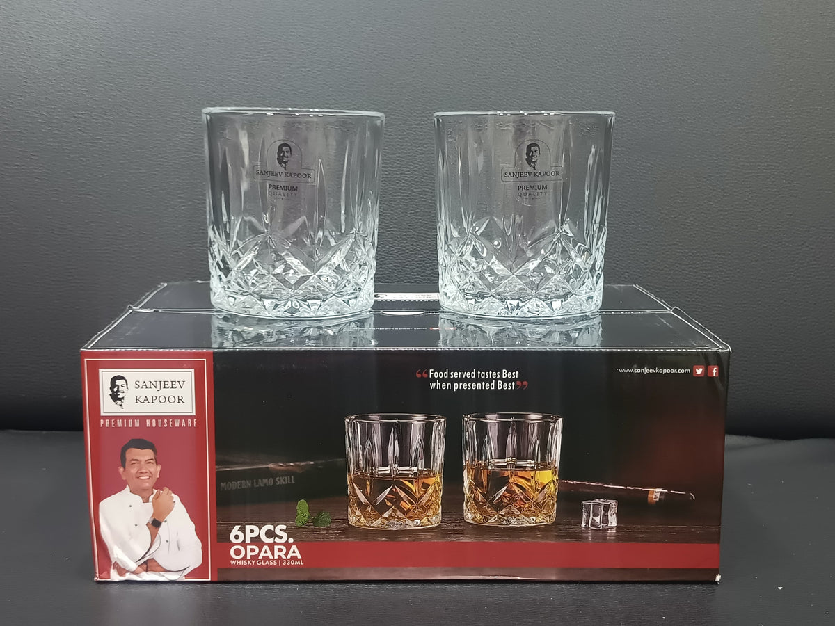 AM2585 Sanjeev Kapoor Opara SKB-2043 Glass Set Whisky Glass 330 ml, Glass, Clear (Pack of 6) AM2585 Sanjeev Kapoor Opara SKB-2043 Glass Set Whisky Glass 330 ml, Glass, Clear (Pack of 6)