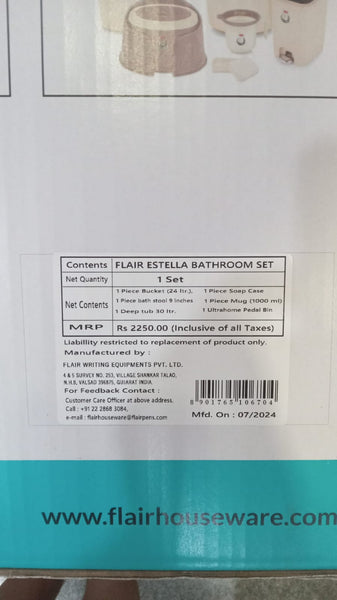 AM2891 FLAIR Estella 6 Piece Bathroom Set (Bucket, Mug, Tub, Stool, Pedal bin, Soap Case)