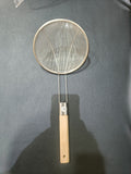 3131 16cm Stainless Steel Strainer Skimmer Deep Fry Jhara with U Shape Wooden Handle