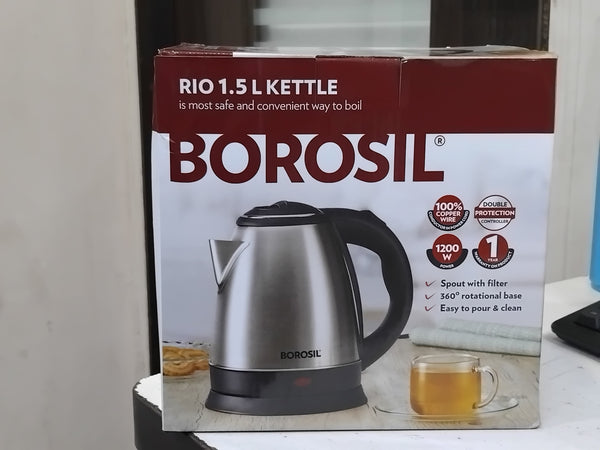 AM2984 Borosil 1.5L 1200W Stainless Steel Rio Electric Kettle