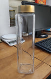 AM3007 Snow Glass Square Water Bottle 750ml Glass Golden Cap / Silver Cap 1 Piece