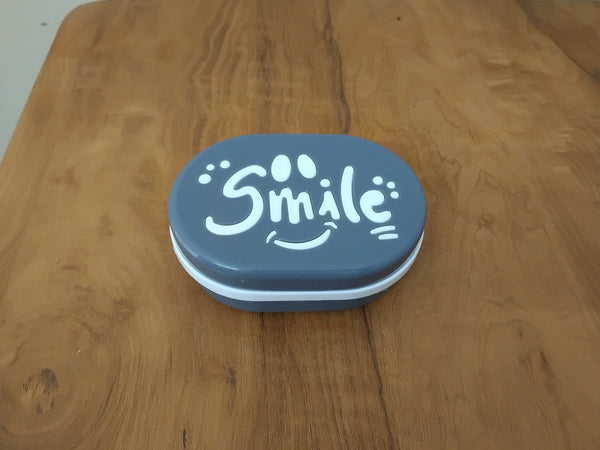 AM3268 Smile Soap Case for Bathroom Color, Design Availablity as per Stock Soap Storage Container Household Soap Dish with Cover 1 Piece