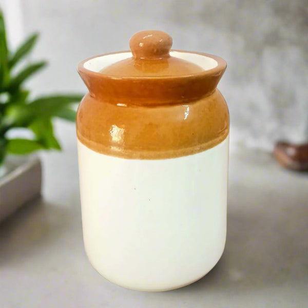 AM5089 White And Brown Pickle Jar (Pack Of 1100ml)