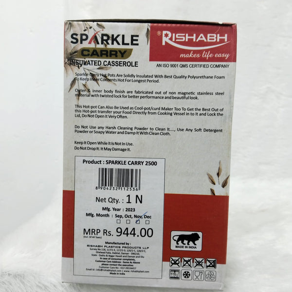 AM2021 Rishabh Sparkle Carry Insulated Casserole 2500ml