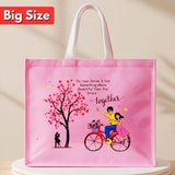 AM6281 Big Love Theme Pink Jute Bag - Reusable Shopping & Gift Carry Bag