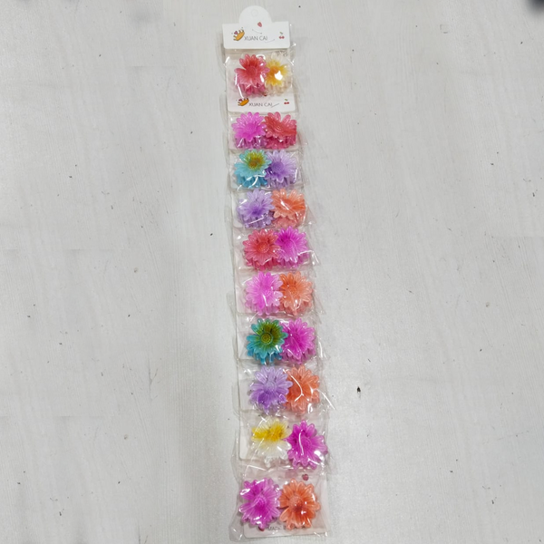 AM1269 Flower Design Hair Styling Claw Clutcher Clips 2 Pcs (Multicolor)