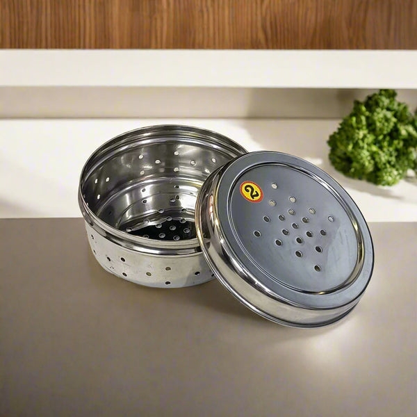 AM5331 Hole Dabba Stainless Steel Coriander Storage Box Medium