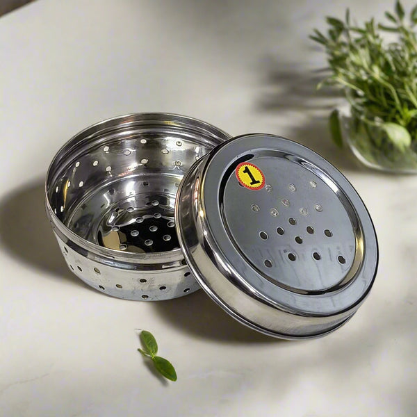AM5330 Hole Dabba Stainless Steel Coriander Storage Box Small