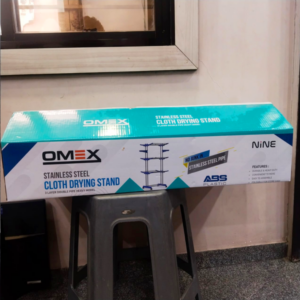 AM5670 Omex Stainless Steel Cloth Stand - 3-Layer Foldable Clothes Dryer Rack