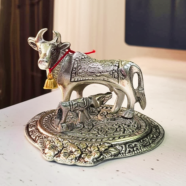 AM5589 Cow with Calf Silver Plated Big