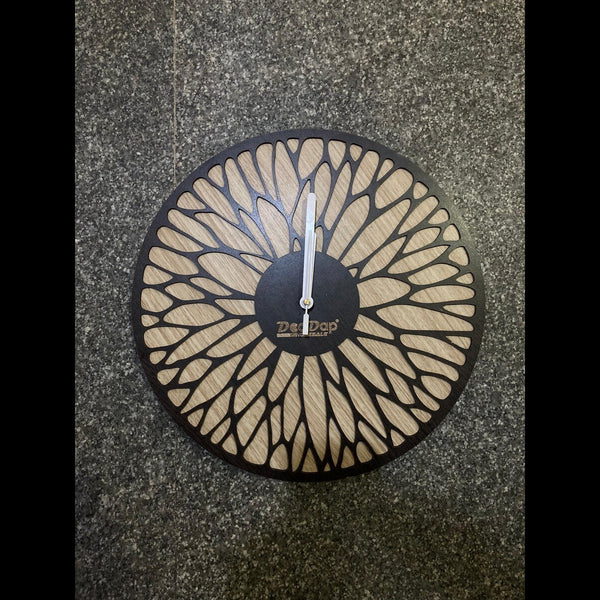 AM0603 Wooden Shape Abstract Flower Design Wall Clock