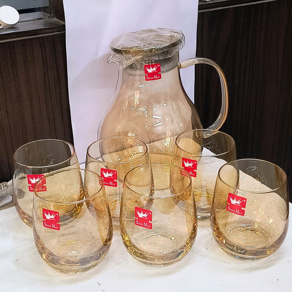 AM5394 Shine Max Steel Lid Water Jug With Glass 6pc Jug 1800ml , Glass 350ml